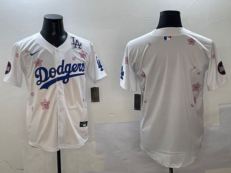 Men Los Angeles Dodgers Blank White Sakura Edition 2025 Nike MLB Jersey style 5